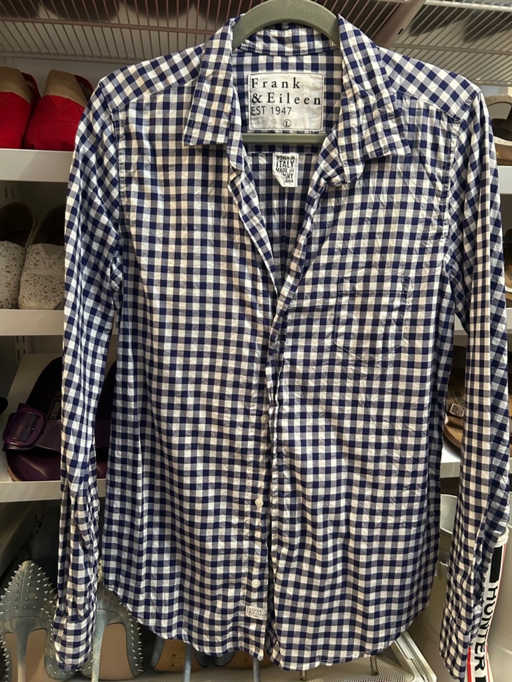 Frank & Eileen Navy and White Gingham Button-Down
